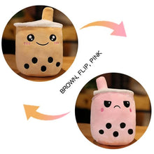 Load image into Gallery viewer, Image of Boba Reversibles (Brown to Pink) of the BobaPalz - Boba and Bubble Tea Plushie
