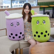Load image into Gallery viewer, Image of Boba Taro and Boba Matcha of the BobaPalz with Woman (Large Size) - Boba and Bubble Tea Plushie
